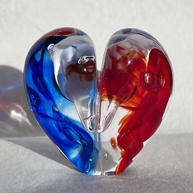 3 inches tall - Blown Glass Jewel Tone Heart