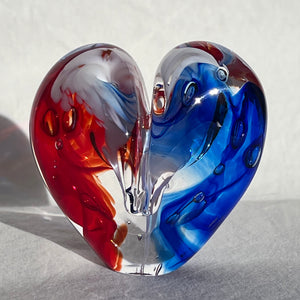 3 inches tall - Blown Glass Jewel Tone Heart