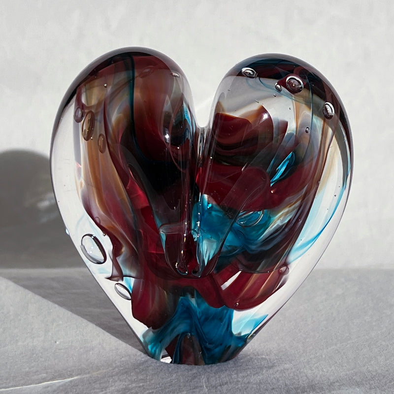 3 inches tall - Blown Glass Jewel Tone Heart