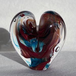 3 inches tall - Blown Glass Jewel Tone Heart