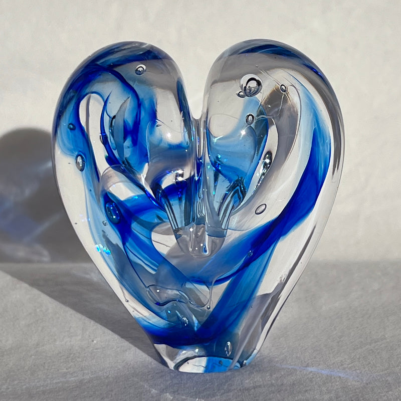 3.5 inches tall - Blown Glass Jewel Tone Heart