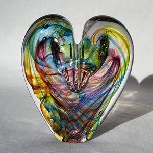 3.5 inches tall - Blown Glass Jewel Tone Heart