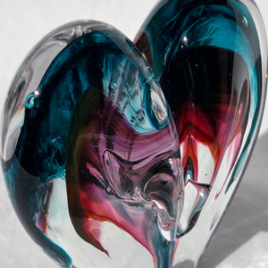 4 inches tall - Blown Glass Jewel Tone Heart