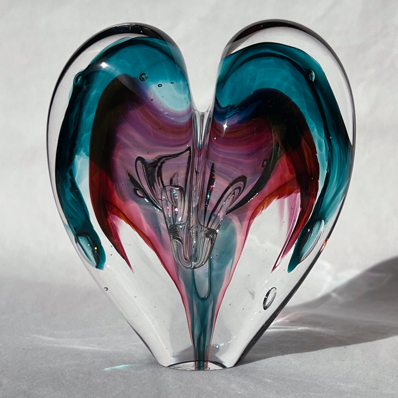 4 inches tall - Blown Glass Jewel Tone Heart