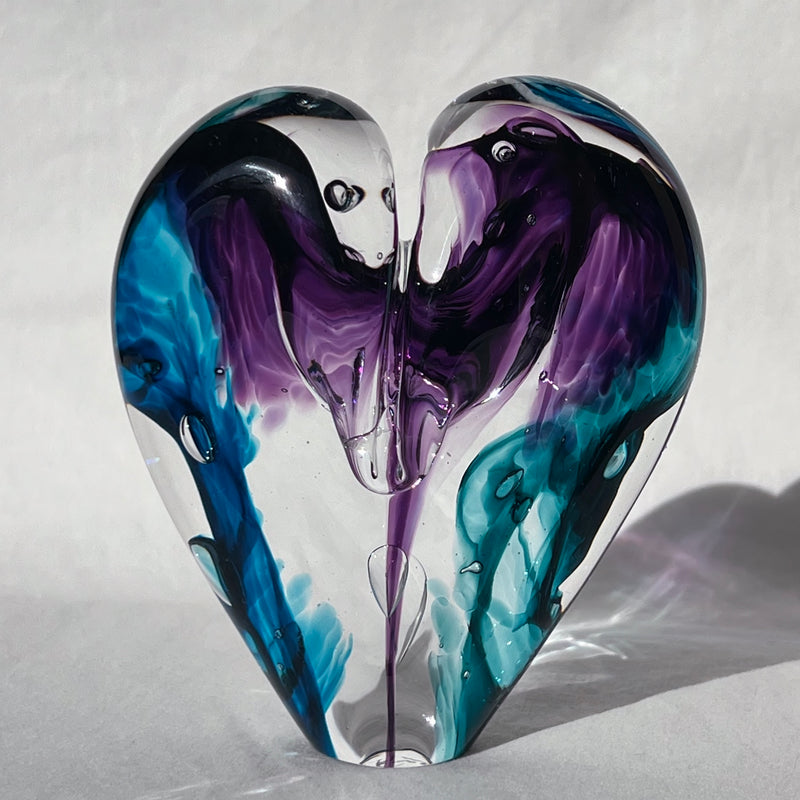 4 inches tall - Blown Glass Jewel Tone Heart