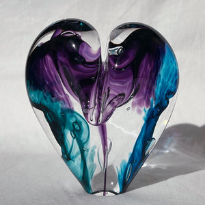 4 inches tall - Blown Glass Jewel Tone Heart