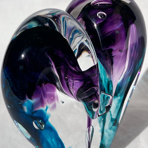 4 inches tall - Blown Glass Jewel Tone Heart