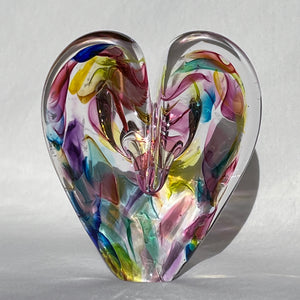 4.5 inches tall - Blown Glass Jewel Tone Heart