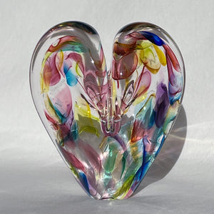 4.5 inches tall - Blown Glass Jewel Tone Heart