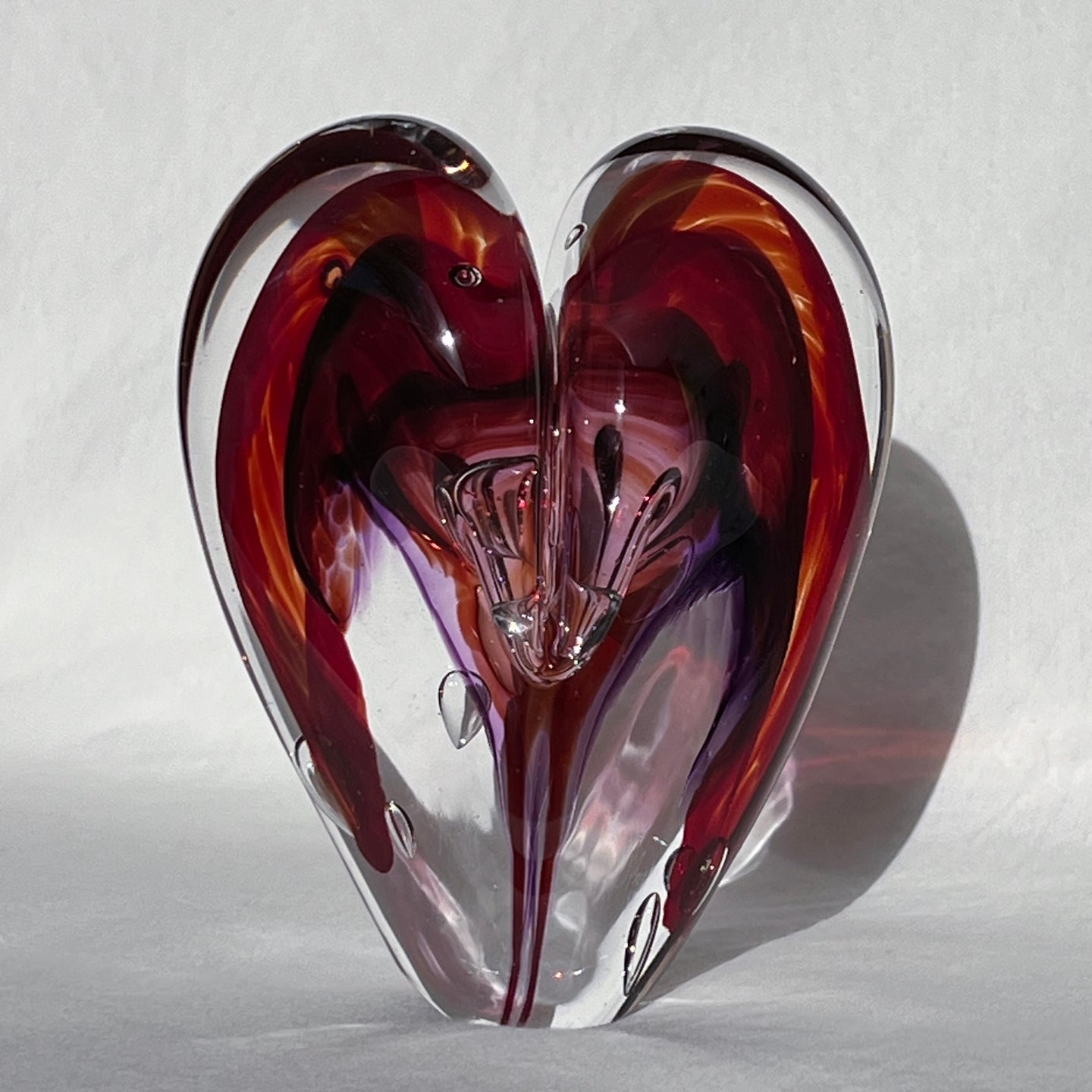 4.5 inches tall - Blown Glass Jewel Tone Heart