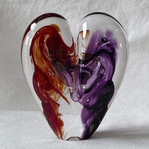 4.5 inches tall - Blown Glass Jewel Tone Heart