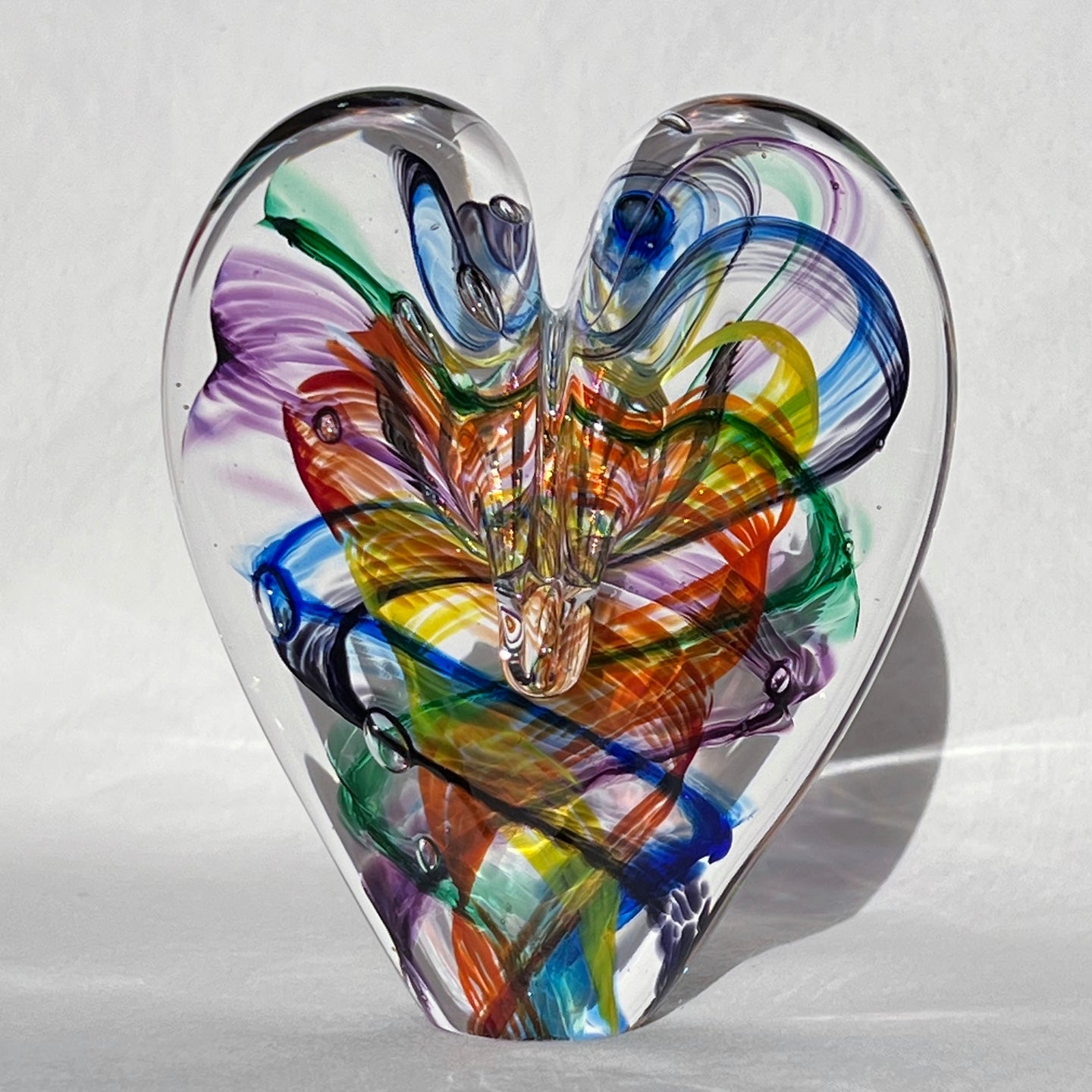 4.5 inches tall - Blown Glass Jewel Tone Heart