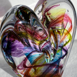 4.5 inches tall - Blown Glass Jewel Tone Heart