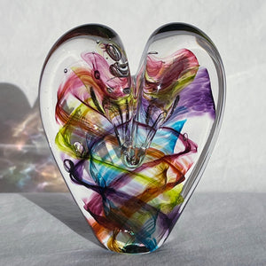 4.5 inches tall - Blown Glass Jewel Tone Heart