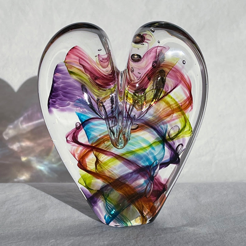 4.5 inches tall - Blown Glass Jewel Tone Heart