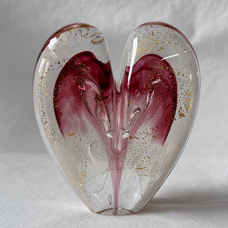 3.5 inches tall - Blown Glass Heart of Gold