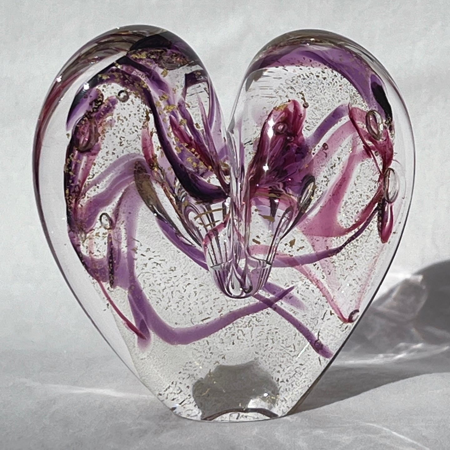 3.5 inches tall - Blown Glass Heart of Gold