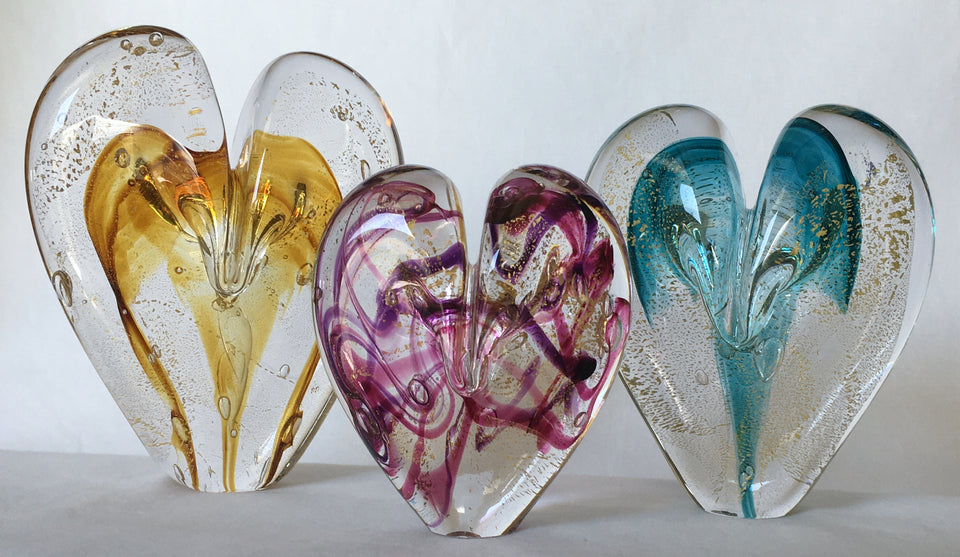 Go Fusing  Fused Glass Inclusion: Double Brass Hearts