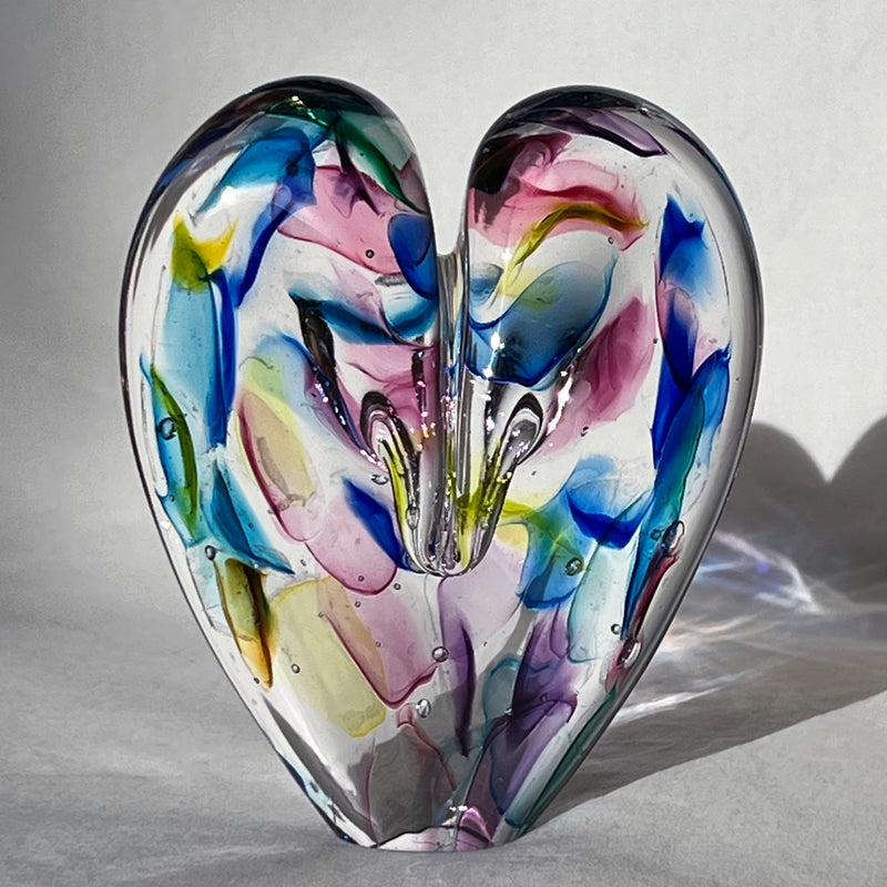 4 inches tall - Blown Glass Jewel Tone Heart