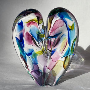 4 inches tall - Blown Glass Jewel Tone Heart