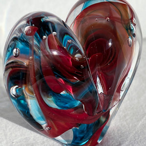 3 inches tall - Blown Glass Jewel Tone Heart