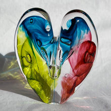 Load image into Gallery viewer, 4 inches tall - Blown Glass Jewel Tone Heart

