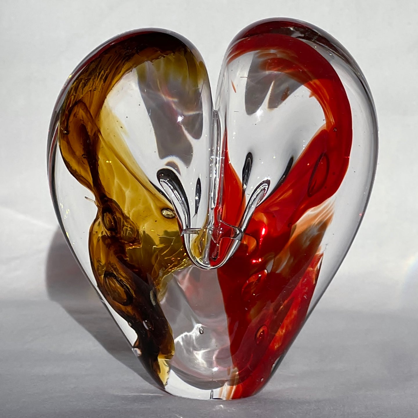 4 inches tall - Blown Glass Jewel Tone Heart