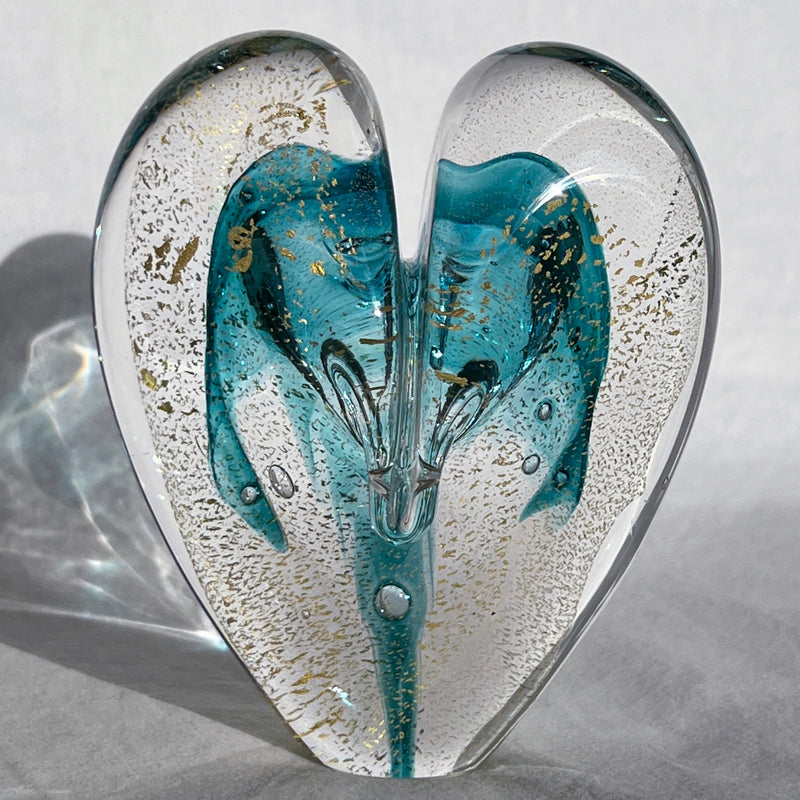 4 inches tall - Blown Glass Heart of Gold